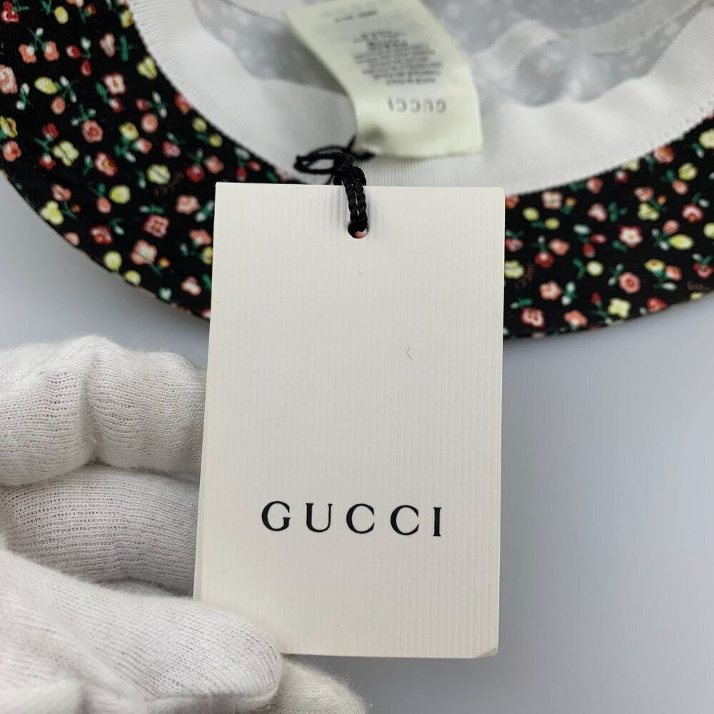 NIB Gucci Canvas Liberty Floral Print Bucket Hat In Black Size L - Picture 9 of 12
